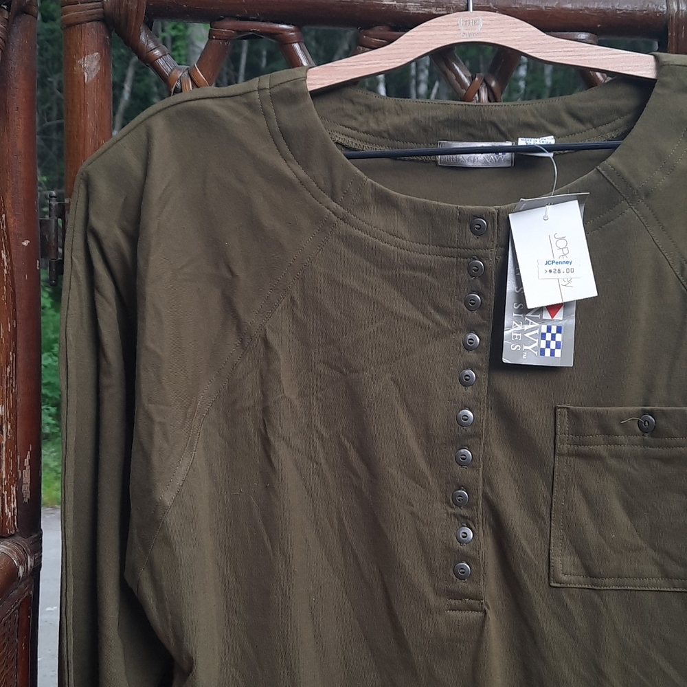 🆕️ French Navy Vintage 80s Long Sleeve Shirt - Picture 2 of 5